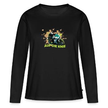 Motorrad auf die Knie - Frauen Premium Bio Langarmshirt - Schwarz - Vorne - Julia (174cm)