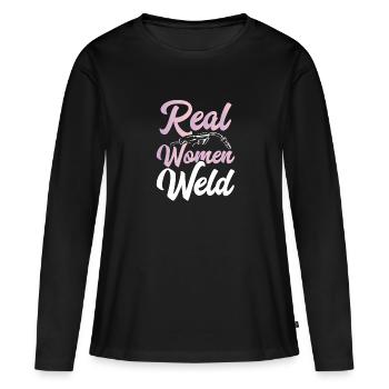 De vraies femmes soudant - T-shirt manches longues Premium bio Femme - noir - Devant - Julia (174cm)