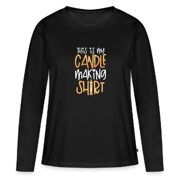 Ceci est ma chemise de bougie - T-shirt manches longues Premium bio Femme - noir - Devant - Julia (174cm)
