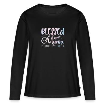 Gesegnete Mama - Frauen Premium Bio Langarmshirt - Schwarz - Vorne - Julia (174cm)
