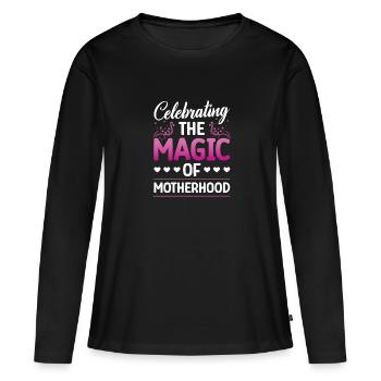 Célébrer la magie - T-shirt manches longues Premium bio Femme - noir - Devant - Julia (174cm)