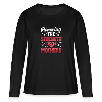 La force des mères - T-shirt manches longues Premium bio Femme - noir - Devant - Julia (174cm)