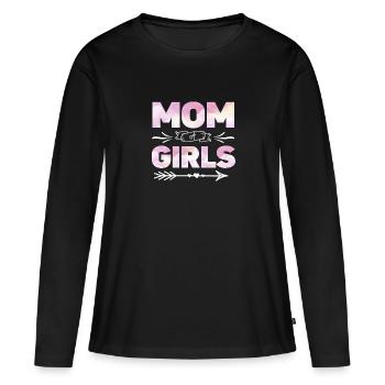 Mère de filles - T-shirt manches longues Premium bio Femme - noir - Devant - Julia (174cm)