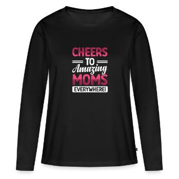 Bravo aux grandes mères - T-shirt manches longues Premium bio Femme - noir - Devant - Julia (174cm)