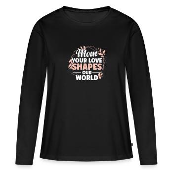Deine Liebe Prägt Unsere Welt - Frauen Premium Bio Langarmshirt - Schwarz - Vorne - Julia (174cm)