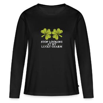 Hör Auf, Auf Meinen Charme Zu Schauen - Frauen Premium Bio Langarmshirt - Schwarz - Vorne - Julia (174cm)