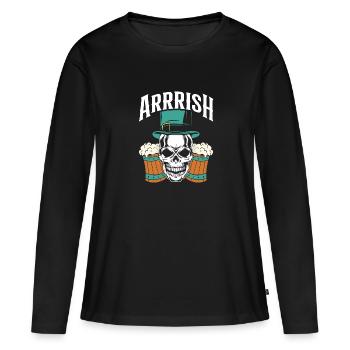 Irish skull with beer - Women's Premium Organic Long Sleeve Shirt - black - Front - Julia (174cm)