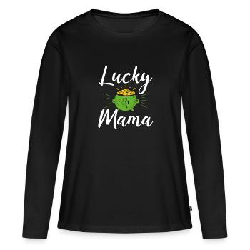 Happy mom - Women's Premium Organic Long Sleeve Shirt - black - Front - Julia (174cm)