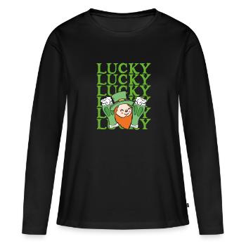 Lucky dwarf - Women's Premium Organic Long Sleeve Shirt - black - Front - Julia (174cm)