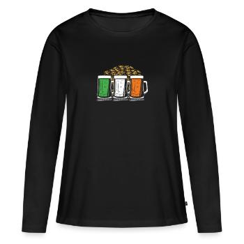 Irish beer with gold - Women's Premium Organic Long Sleeve Shirt - black - Front - Julia (174cm)