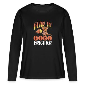 Craignez le feu du dragon plus brillant - T-shirt manches longues Premium bio Femme - noir - Devant - Julia (174cm)