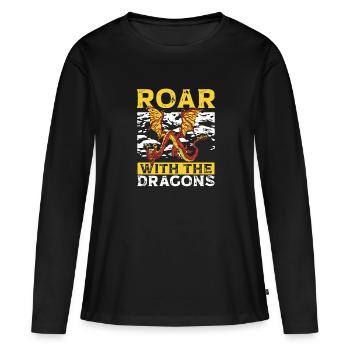 Brülle Mit Den Drachen - Frauen Premium Bio Langarmshirt - Schwarz - Vorne - Julia (174cm)