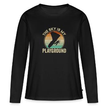 Le paradis est mon terrain de jeu - T-shirt manches longues Premium bio Femme - noir - Devant - Julia (174cm)
