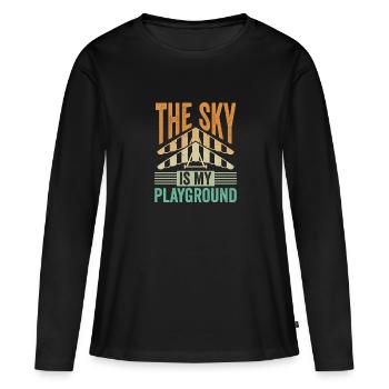 Le ciel avec des planeurs est mon terrain de jeu - T-shirt manches longues Premium bio Femme - noir - Devant - Julia (174cm)