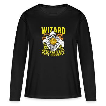 Un magicien lance une boule de feu - T-shirt manches longues Premium bio Femme - noir - Devant - Julia (174cm)