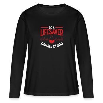 Sei Ein Lebensretter - Frauen Premium Bio Langarmshirt - Schwarz - Vorne - Julia (174cm)