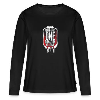 Eine Spende Nach Der Anderen - Frauen Premium Bio Langarmshirt - Schwarz - Vorne - Julia (174cm)