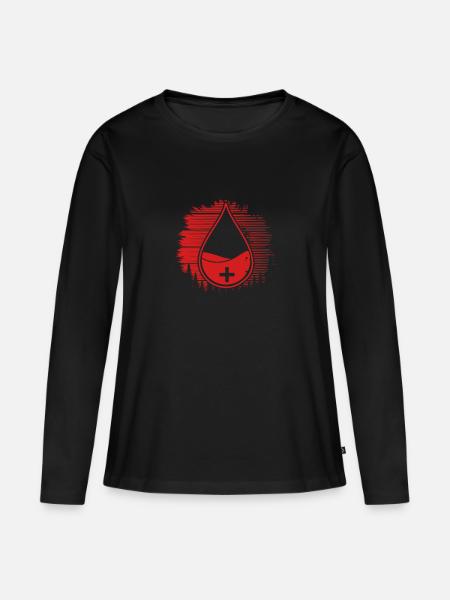 Blutstropfen Sonnenuntergang - Frauen Premium Bio Langarmshirt - Schwarz
