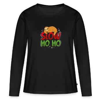 Paresseux lent - T-shirt manches longues Premium bio Femme - noir - Devant - Julia (174cm)