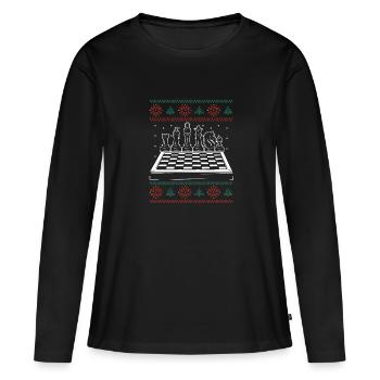 Échiquier de Noël - T-shirt manches longues Premium bio Femme - noir - Devant - Julia (174cm)