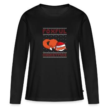 Foxy Christmas - Women's Premium Organic Long Sleeve Shirt - black - Front - Julia (174cm)