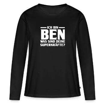 Prénom Ben - T-shirt manches longues Premium bio Femme - noir - Devant - Julia (174cm)