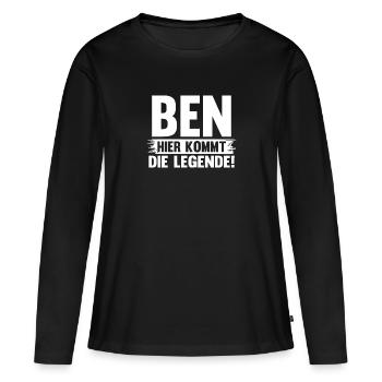Prénom Ben - T-shirt manches longues Premium bio Femme - noir - Devant - Julia (174cm)