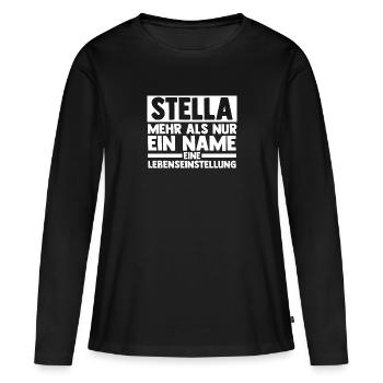 Prénom Stella - T-shirt manches longues Premium bio Femme - noir - Devant - Julia (174cm)