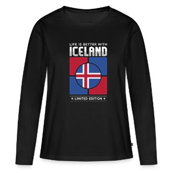 Islande - T-shirt manches longues Premium bio Femme - noir - Devant - Julia (174cm)