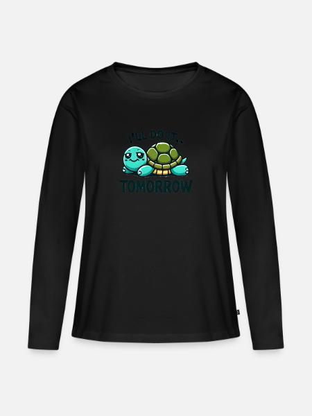Entspannte Schildkrötte - Frauen Premium Bio Langarmshirt - Schwarz