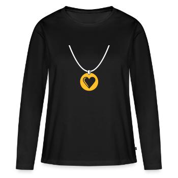 Collier - Coeur - T-shirt manches longues Premium bio Femme - noir - Devant - Julia (174cm)