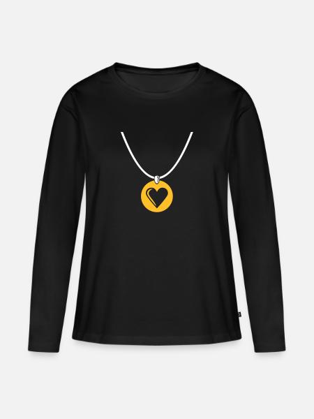 Halskette Herz - Frauen Premium Bio Langarmshirt - Schwarz
