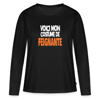 voici mon costume de feignante - T-shirt manches longues Premium bio Femme - noir - Devant - Julia (174cm)