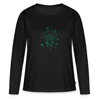 lustiger kleiner Hund - Frauen Premium Bio Langarmshirt - Schwarz - Vorne - Julia (174cm)