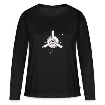 Avion - Hélice - Turbine - T-shirt manches longues Premium bio Femme - noir - Devant - Julia (174cm)
