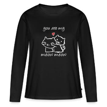 Katze Verliebte Paare Liebesbeweis Valentinstag - Frauen Premium Bio Langarmshirt - Schwarz - Vorne - Julia (174cm)