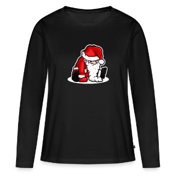 Sitting Santa Puppet - White - Frauen Premium Bio Langarmshirt - Schwarz - Vorne - Julia (174cm)