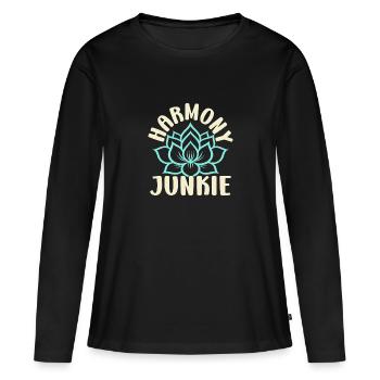 Yoga Harmony Junkie Drôle de Yoga - T-shirt manches longues Premium bio Femme - noir - Devant - Julia (174cm)