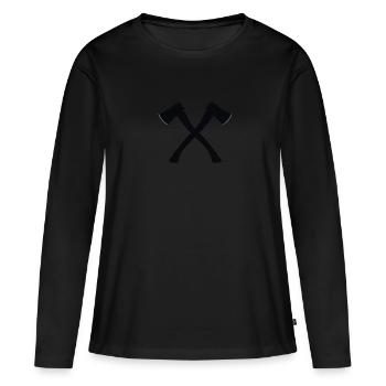Hache croisée - T-shirt manches longues Premium bio Femme - noir - Devant - Julia (174cm)