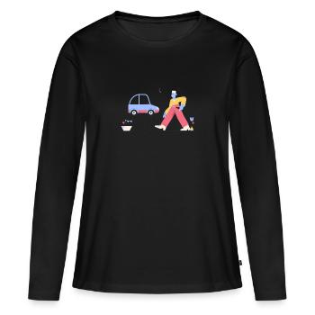 Pablo - Car service - T-shirt manches longues Premium bio Femme - noir - Devant - Julia (174cm)