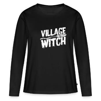 Creepy Halloween Village Witch Witch’s Broom - T-shirt manches longues Premium bio Femme - noir - Devant - Julia (174cm)