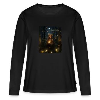 la fée des bois - T-shirt manches longues Premium bio Femme - noir - Devant - Julia (174cm)