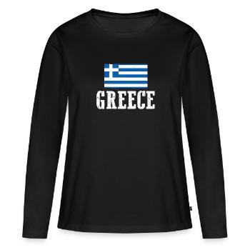 Grecs Grèce - T-shirt manches longues Premium bio Femme - noir - Devant - Julia (174cm)