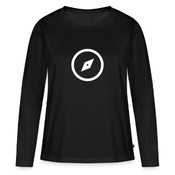 Kompass - Frauen Premium Bio Langarmshirt - Schwarz - Vorne - Julia (174cm)