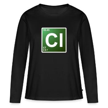Cl - élément de chimie du chlore 17 - T-shirt manches longues Premium bio Femme - noir - Devant - Julia (174cm)