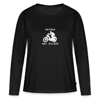 Helden der Straße, Hercules Prima 5, 25 km/h, Mofa - Frauen Premium Bio Langarmshirt - Schwarz - Vorne - Julia (174cm)