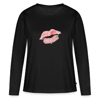 BAISER BOUCHE - T-shirt manches longues Premium bio Femme - noir - Devant - Julia (174cm)