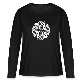 Galgo Mandala - Frauen Premium Bio Langarmshirt - Schwarz - Vorne - Julia (174cm)