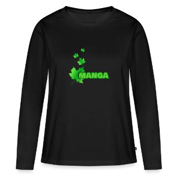 Feuille d’érable pour manga - T-shirt manches longues Premium bio Femme - noir - Devant - Julia (174cm)
