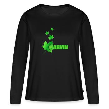 Marvin - Frauen Premium Bio Langarmshirt - Schwarz - Vorne - Julia (174cm)